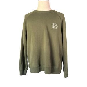 REI Co-op Olive Green Crewneck Sweatshirt Logo Graphic Pullover Fleece L